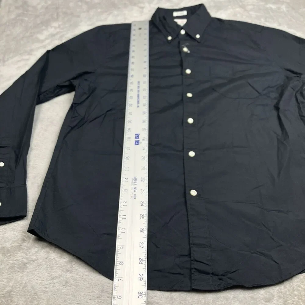 J Crew Button Black Down Shirt Mens M Black Long Sleeve Cotton Secret Wash BJ706